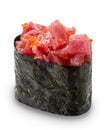 Gunkan sushi with tuna and tobiko on white background. Isolated Royalty Free Stock Photo