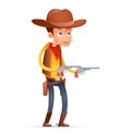 Gunman cowboy wild west american retro cartoon design character isolated icon vector illustration