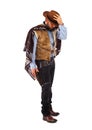 Gunman in the old wild west on white background