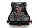 Gunmetal black racing super car with red details - top down view