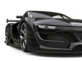 Gunmetal black super car - front view extreme closeup shot Royalty Free Stock Photo