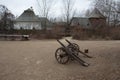 Guns against the backdrop of the Ukrainian fortress. Royalty Free Stock Photo