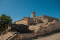 Guns at the entrance. Fortification of Castillo de Jagua castle. Old fortress in Cuba. Cienfuegos.
