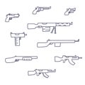 Guns hand drawn vector set childish doodle style