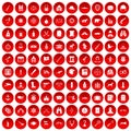 100 guns icons set red