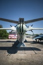 guns of a military aircraft. plane landing on the water. the plane is an amphibian. Old military plane. fighter, bomber. Housing, Royalty Free Stock Photo