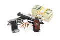 Guns money and playing cards