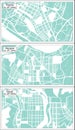 Gunsan, Gumi and Goyang South Korea City Maps Set in Retro Style