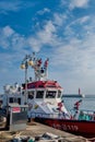 Moored emergency fire and rescue boat Royalty Free Stock Photo