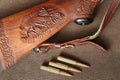 Gunstock with bullets Royalty Free Stock Photo