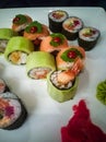 Guntai Spice spicy rolls with tuna and shrimp vegetables