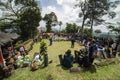 GUNUNG PADANG, CIANJUR, INDONESIA - MAY 6 2016. performing arts in the framework of producing mountains Royalty Free Stock Photo