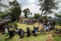 GUNUNG PADANG, CIANJUR, INDONESIA - MAY 6 2016. performing arts in the framework of producing mountains Royalty Free Stock Photo