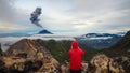 The Gunung Sinabung Volcano eruptions, View from Mount Sibayak Royalty Free Stock Photo