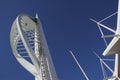 GUNWHARF KEYS, ENGLAND - MARCH 16 2016: Spinnaker Tower against blue sky