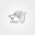 Guppy fish line art logo vector symbol illustration design