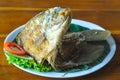 Gurame goreng, a traditional cuisine from Indonesia served at the restaurant