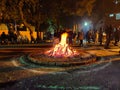 Giant bon fire lit for the festival of Lohri Royalty Free Stock Photo