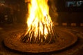 Giant bon fire lit for the festival of Lohri Royalty Free Stock Photo