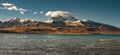 Gurla Mandhata in the clouds  and the ghost Lake Lhanag-tso Royalty Free Stock Photo