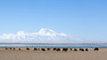 Gurla Mandhata Mount and herd of yaks in Tibet, China Royalty Free Stock Photo