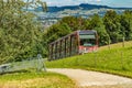 The Gurten funicular lets you to reach a paradise of green meadows and breathtaking views of the snowy caps of the Bernese Royalty Free Stock Photo