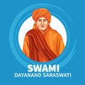 Swami Dayananda Saraswati founder of the Arya Samaj Jayanti vector greeting card design Royalty Free Stock Photo