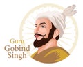 Guru Gobind Singh is the last Sikh guru, the hero of India. Illustration, poster vector Royalty Free Stock Photo