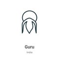 Guru outline vector icon. Thin line black guru icon, flat vector simple element illustration from editable india concept isolated