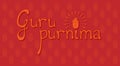 Guru Purnima Calligraphy Horizontal. Hindu spiritual festival banner Vector Illustration. Red orange pattern background. Blessing