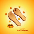 Guru purnima celebration on guru paduka greeting card background