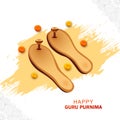 Guru purnima celebration on guru paduka greeting card background