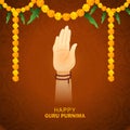 Guru purnima festival on guru hand blesses to his shishya backgroun