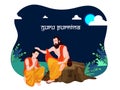Guru Purnima Illustration , guru or shishya concept of night . festival of hindu, buddhist and nepalese. full moon night.Print Royalty Free Stock Photo