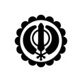 Black solid icon for Gurupurab, guru nanak and gurmukhi Royalty Free Stock Photo