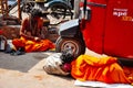 2 gurus relax in Varanasi, India.