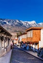 Old street with historical architecture in Black Sea village of Gurzuf in Crimea. Royalty Free Stock Photo