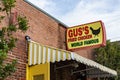 Gus`s Fried Chicken sign over the awning Royalty Free Stock Photo