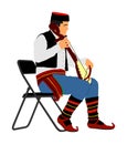 Guslar play gusle, traditional music instrument from Montenegro and Balkan. Balkan music player.