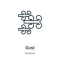 Gust outline vector icon. Thin line black gust icon, flat vector simple element illustration from editable weather concept