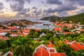Gustavia, Saint Bart\'s skyline and harbor in the Caribbean Royalty Free Stock Photo