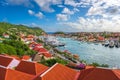 Gustavia, St. Barths Town Skyline at the Harbor Royalty Free Stock Photo