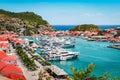 Gustavia, St Barts. Luxury yachts in harbor, West Indies, Caribbean.