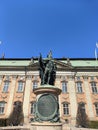 Gustavo Erici statue outside Riddarhuset building in Stockholm Sweden