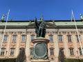 Gustavo Erici statue outside Riddarhuset building in Stockholm Sweden