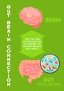 Gut-brain connection. Medical, scientific, healthcare concept. Vector