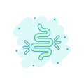 Gut constipation icon in comic style. Colitis vector cartoon illustration on white isolated background. Stomach business concept