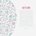 Gut flora concept with thin line icons Royalty Free Stock Photo