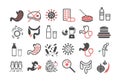 Gut flora. Line icons set. Vector signs Royalty Free Stock Photo