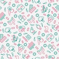 Gut flora seamless pattern with thin line icons Royalty Free Stock Photo